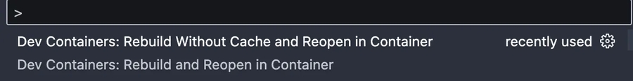 Reopen in Container Without Cache